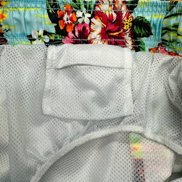 George Aqua Hawaiian Print Swim Trunks (XL/40-42) - Picture 6 of 7